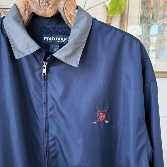 Vintage 90s Polo Golf Ralph Lauren Golf Club Plaid Crest Windbreaker Jacket XL - Picture 1 of 9